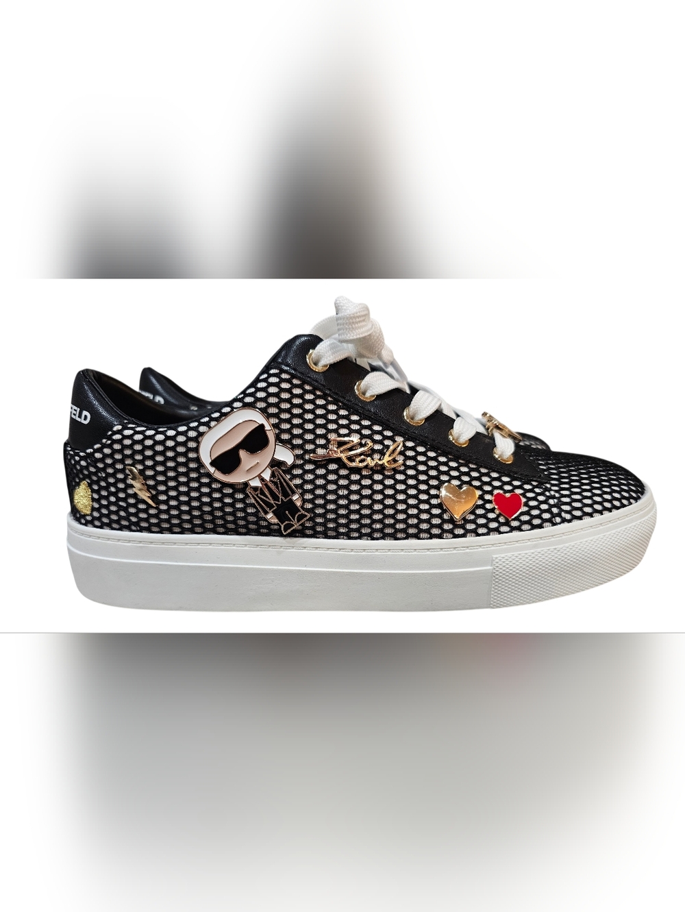 Karl Langerfeld Paris Cate Women's Pin Lace Up Sneakers, Size 7, New - Picture 2 of 9